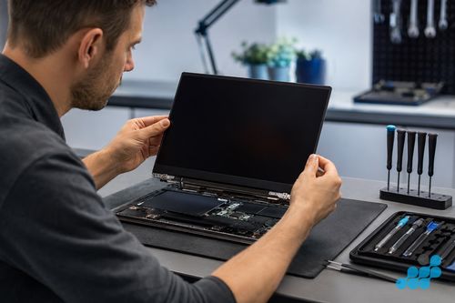celltech technician replacing an Acer Swift laptop screen