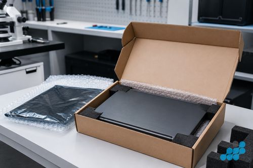 Acer Aspire laptop packaged for UK mail-in repair service
