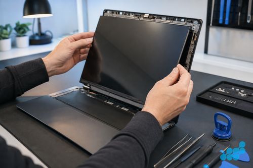 Asus ZenBook OLED screen panel replacement in progress