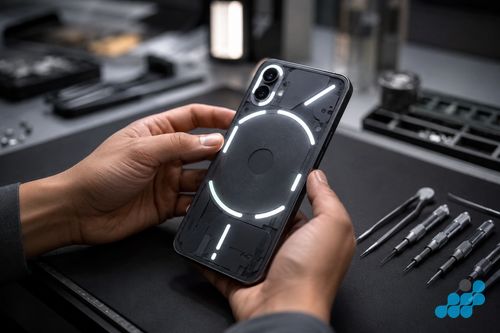 Nothing Phone Glyph LED interface illuminated on the back panel