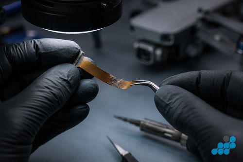 Damaged DJI gimbal ribbon cable — a common cause of gimbal errors