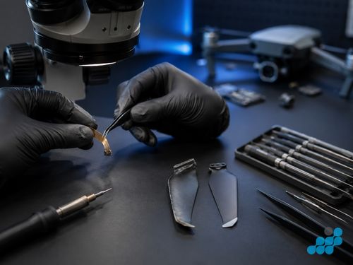 Bent DJI drone propeller versus a new replacement blade