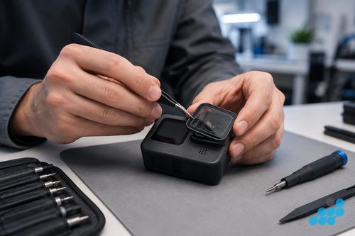 celltech technician replacing a GoPro Hero 13 Black rear touchscreen
