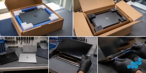 celltech technician separating an HP Spectre x360 display assembly