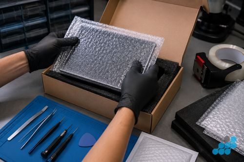 celltech preparing a device for tracked, insured return