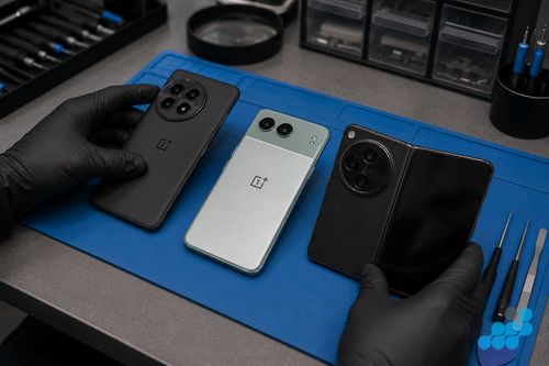 OnePlus 13, Nord 4 and OnePlus Open laid out showing flagship, mid-range and foldable repair tiers