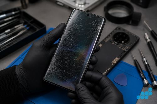 Cracked OnePlus 12 curved AMOLED screen requiring replacement