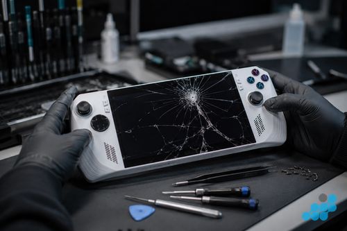 Cracked ROG Ally screen — IPS LCD with digitiser replacement required