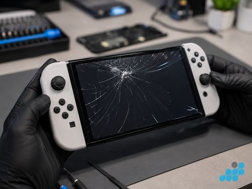 Cracked Nintendo Switch OLED screen — OLED panel replacement required